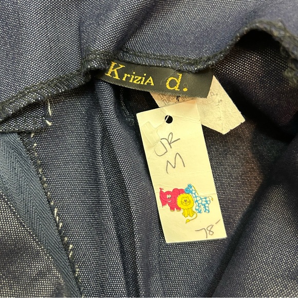 KriziA d. Glitter Dot Cropped Straight Leg Dark Wash Blue Pants - Picture 5 of 8